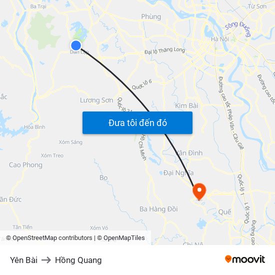 Yên Bài to Hồng Quang map