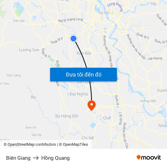 Biên Giang to Hồng Quang map