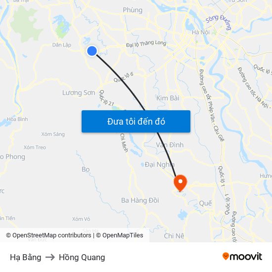 Hạ Bằng to Hồng Quang map