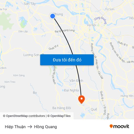 Hiệp Thuận to Hồng Quang map