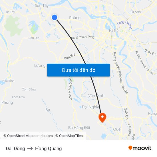 Đại Đồng to Hồng Quang map