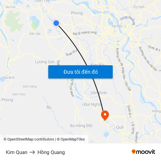 Kim Quan to Hồng Quang map