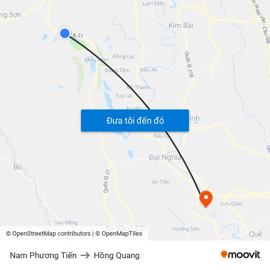 Nam Phương Tiến to Hồng Quang map