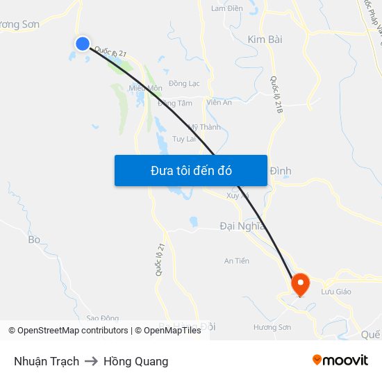 Nhuận Trạch to Hồng Quang map