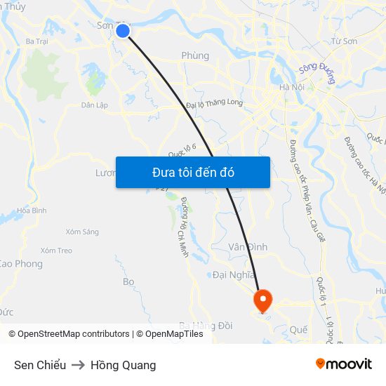 Sen Chiểu to Hồng Quang map