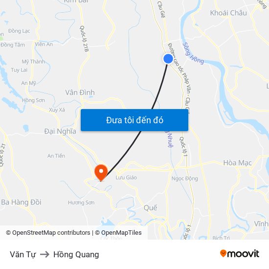 Văn Tự to Hồng Quang map