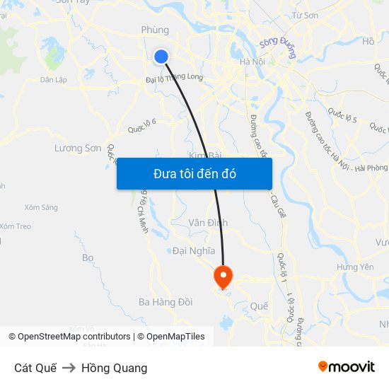 Cát Quế to Hồng Quang map