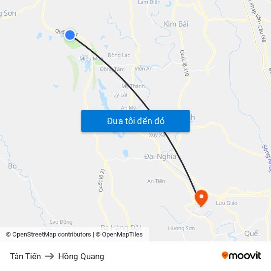 Tân Tiến to Hồng Quang map