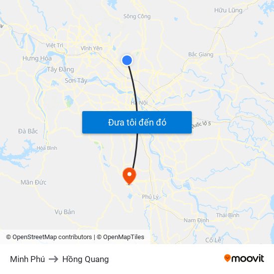 Minh Phú to Hồng Quang map