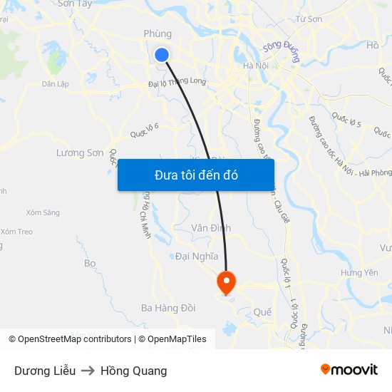 Dương Liễu to Hồng Quang map