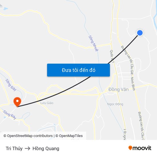 Tri Thủy to Hồng Quang map