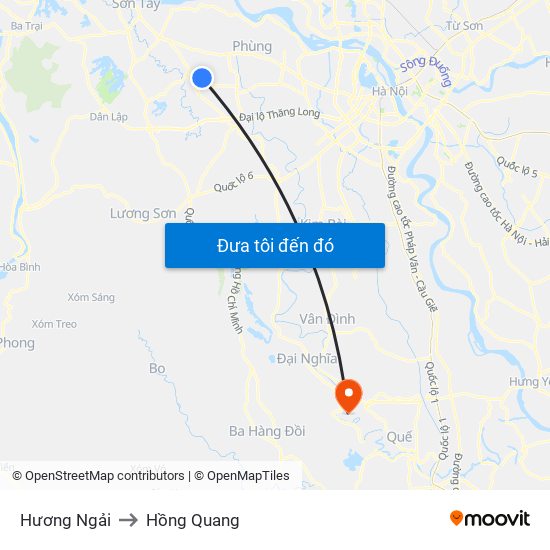 Hương Ngải to Hồng Quang map