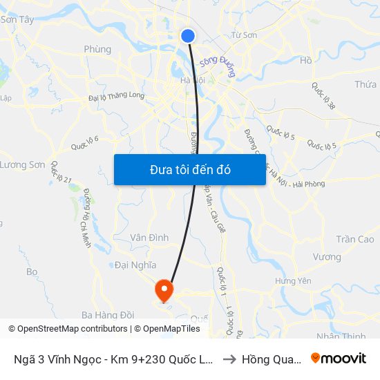 Ngã 3 Vĩnh Ngọc - Km 9+230 Quốc Lộ 3 to Hồng Quang map