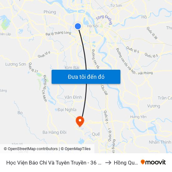 Học Viện Báo Chí Và Tuyên Truyền - 36 Xuân Thủy to Hồng Quang map