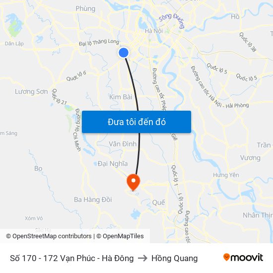 Số 170 - 172 Vạn Phúc - Hà Đông to Hồng Quang map