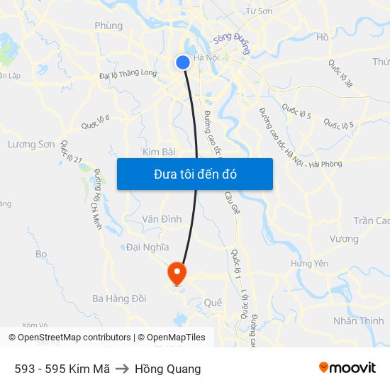 593 - 595 Kim Mã to Hồng Quang map