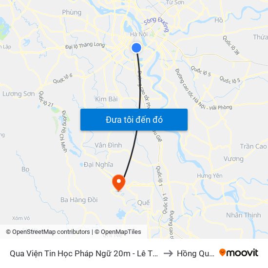 Qua Viện Tin Học Pháp Ngữ 20m - Lê Thanh Nghị to Hồng Quang map