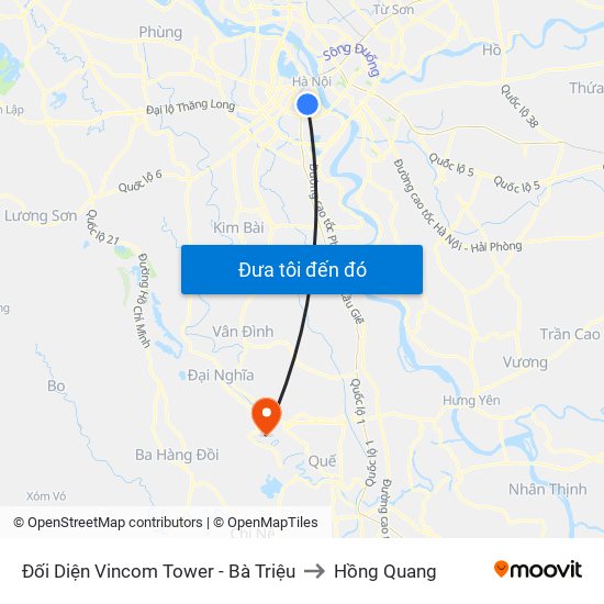 Đối Diện Vincom Tower - Bà Triệu to Hồng Quang map