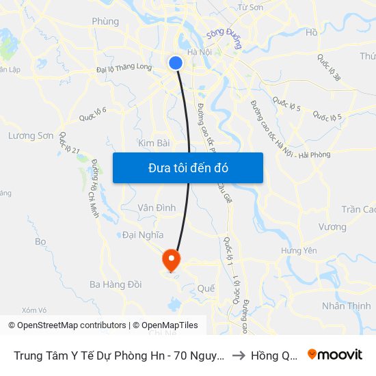 Trung Tâm Y Tế Dự Phòng Hn - 70 Nguyễn Chí Thanh to Hồng Quang map