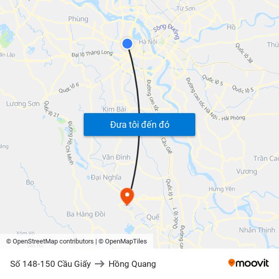 Số 148-150 Cầu Giấy to Hồng Quang map