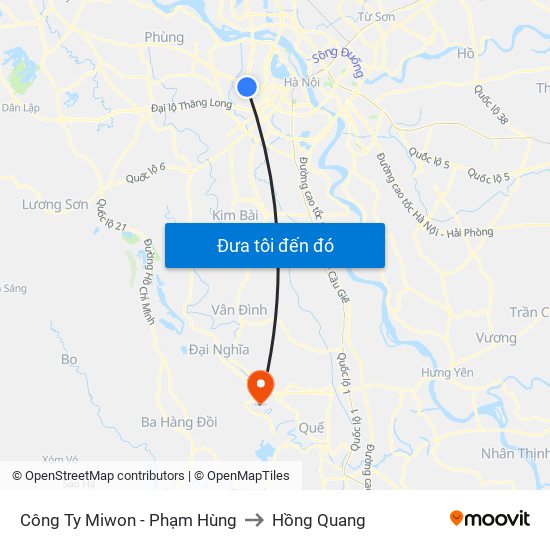 Công Ty Miwon - Phạm Hùng to Hồng Quang map