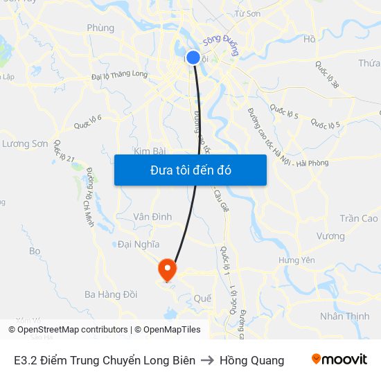 E3.2 Điểm Trung Chuyển Long Biên to Hồng Quang map