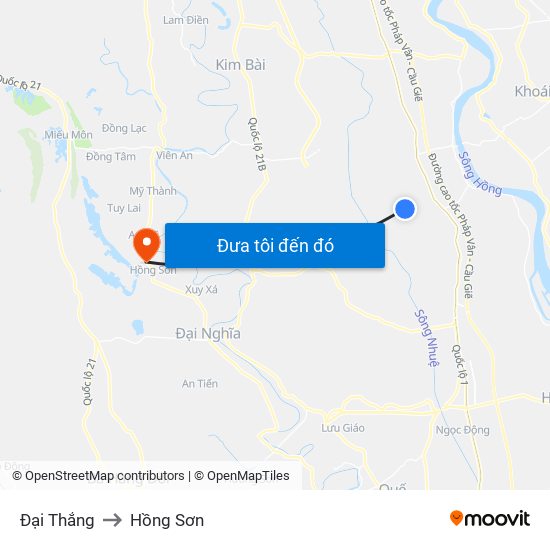 Đại Thắng to Hồng Sơn map