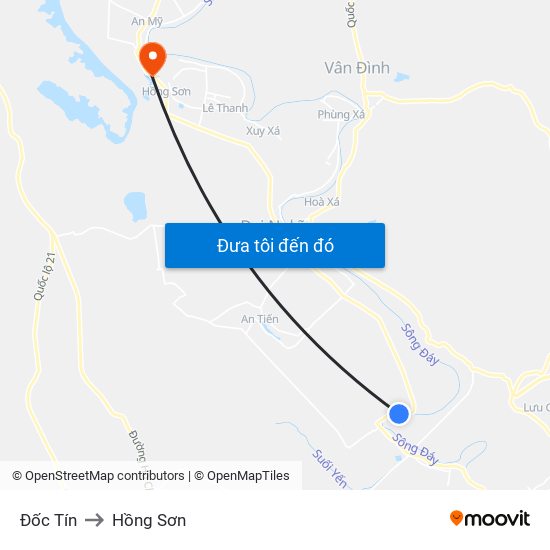 Đốc Tín to Hồng Sơn map