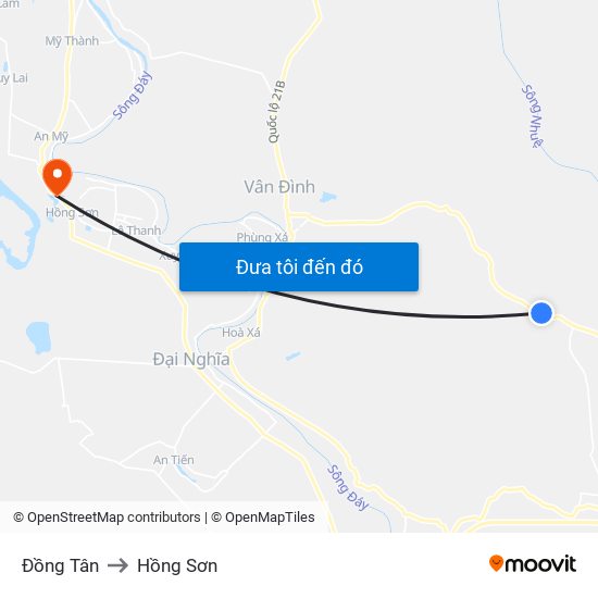 Đồng Tân to Hồng Sơn map