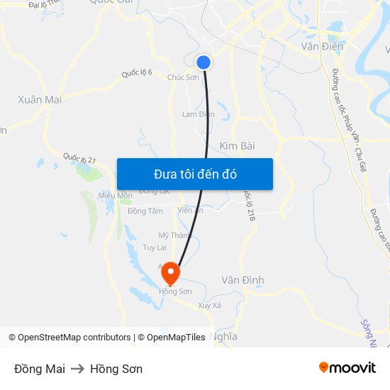 Đồng Mai to Hồng Sơn map