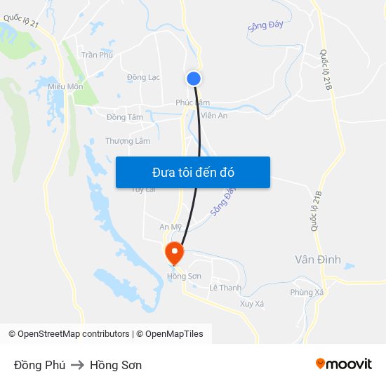 Đồng Phú to Hồng Sơn map