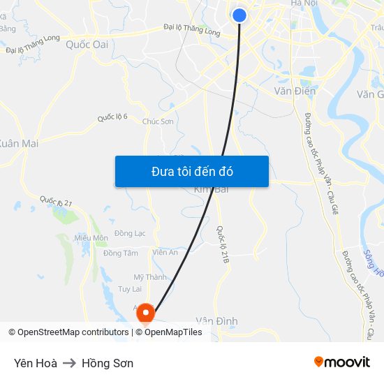 Yên Hoà to Hồng Sơn map