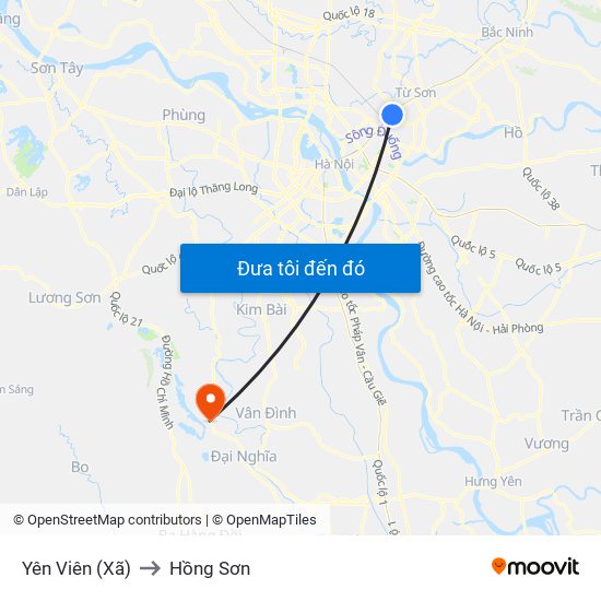 Yên Viên (Xã) to Hồng Sơn map