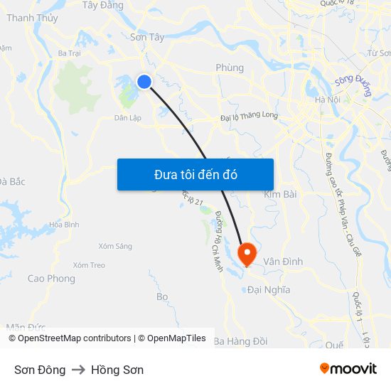 Sơn Đông to Hồng Sơn map