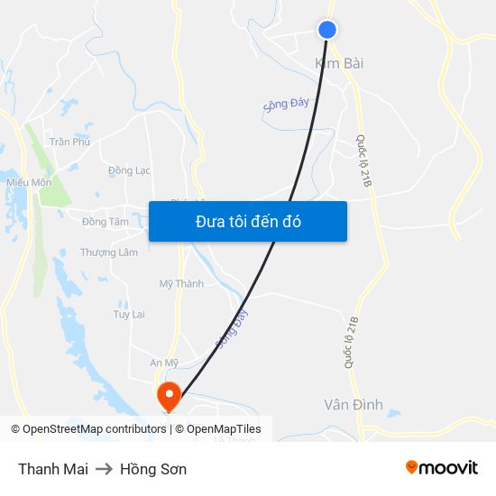 Thanh Mai to Hồng Sơn map