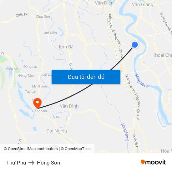 Thư Phú to Hồng Sơn map