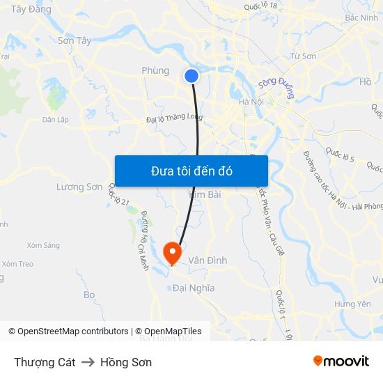 Thượng Cát to Hồng Sơn map