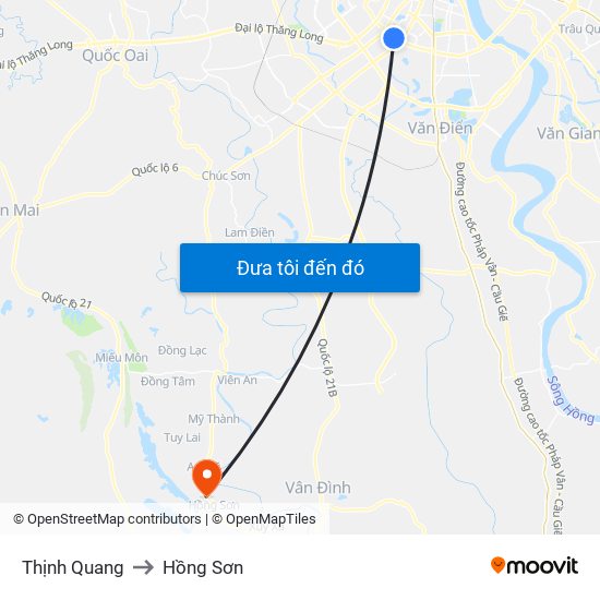 Thịnh Quang to Hồng Sơn map