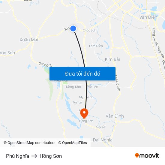 Phú Nghĩa to Hồng Sơn map