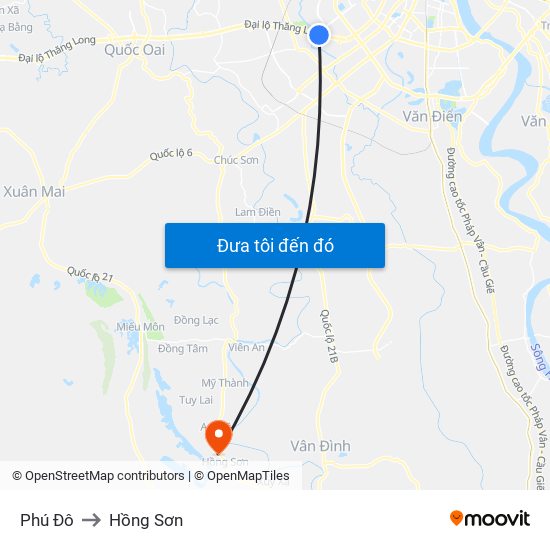 Phú Đô to Hồng Sơn map