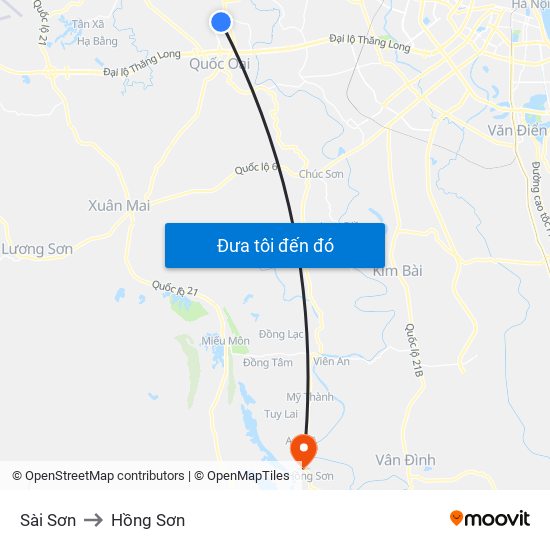 Sài Sơn to Hồng Sơn map