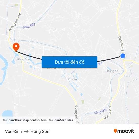 Vân Đình to Hồng Sơn map