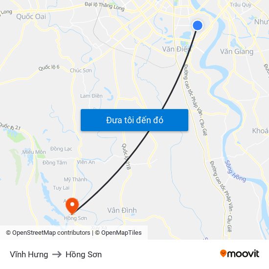 Vĩnh Hưng to Hồng Sơn map