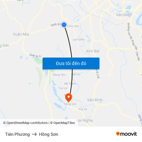 Tiên Phương to Hồng Sơn map