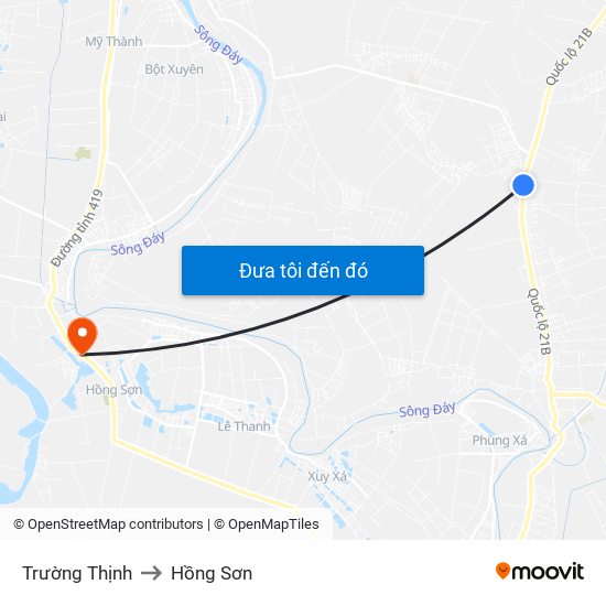 Trường Thịnh to Hồng Sơn map