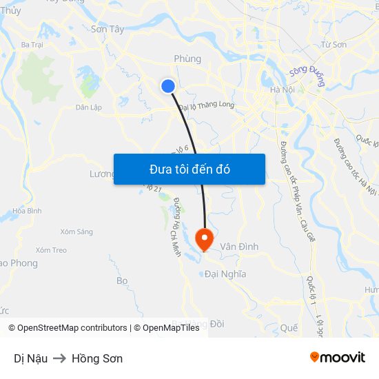 Dị Nậu to Hồng Sơn map