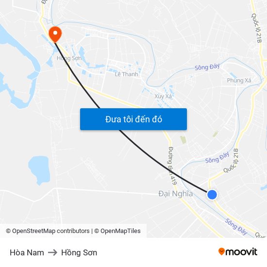 Hòa Nam to Hồng Sơn map