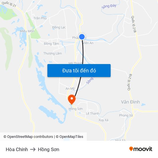 Hòa Chính to Hồng Sơn map