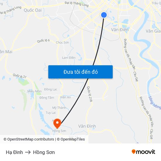 Hạ Đình to Hồng Sơn map