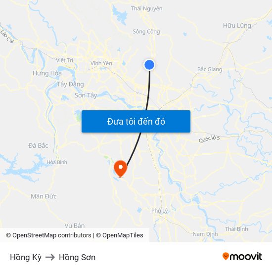 Hồng Kỳ to Hồng Sơn map